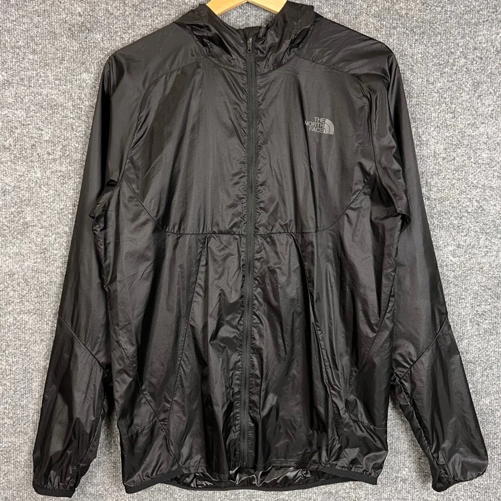 The North Face Windbreaker Jacket Mens Small Black Excellent Full Zip Hooded